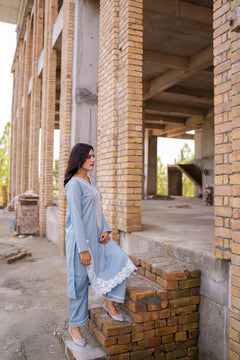 Pastel Blue Embroidered Co-Ord Set
