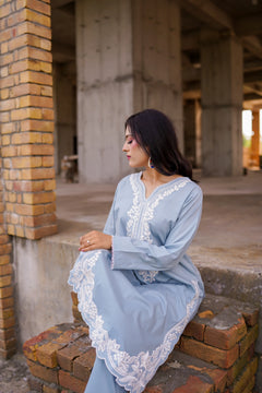Pastel Blue Embroidered Co-Ord Set