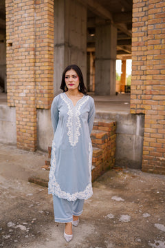 Pastel Blue Embroidered Co-Ord Set