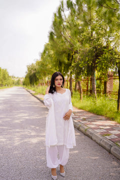 White Embroidered 3-Piece Suit