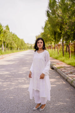 White Embroidered 3-Piece Suit
