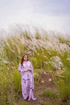 Khatoon Lilac Floral 3-Piece Lawn Suit
