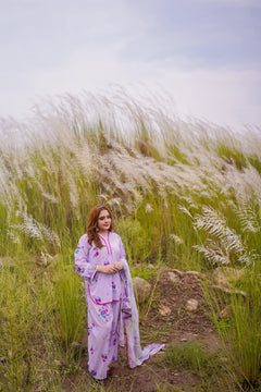 Khatoon Lilac Floral 3-Piece Lawn Suit