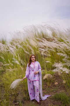 Khatoon Lilac Floral 3-Piece Lawn Suit