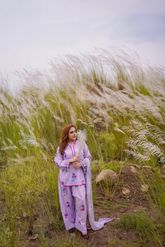 Khatoon Lilac Floral 3-Piece Lawn Suit