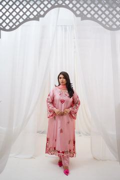 Aimin Luxury Pink Embroidered 3-Piece Silk Suit