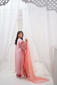 Aimin Luxury Pink Embroidered 3-Piece Silk Suit