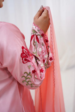 Aimin Luxury Pink Embroidered 3-Piece Silk Suit