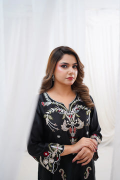 Midnight Black Embroidered 3-Piece Pakistani Suit