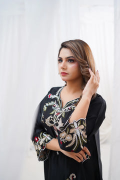 Midnight Black Embroidered 3-Piece Pakistani Suit