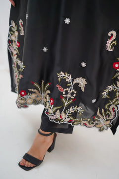 Midnight Black Embroidered 3-Piece Pakistani Suit