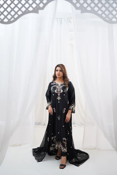 Midnight Black Embroidered 3-Piece Pakistani Suit