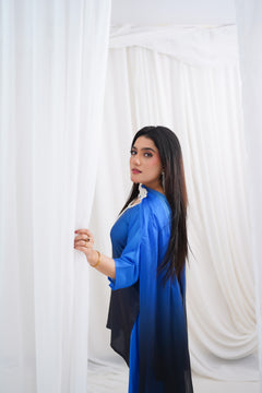 Royal Blue to Navy Gradient Suit with Pearl-Style Neckline