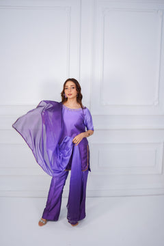 Royal Purple Embroidered Suit with Golden Detailing