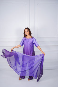 Royal Purple Embroidered Suit with Golden Detailing