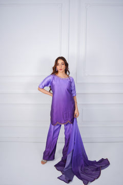 Royal Purple Embroidered Suit with Golden Detailing