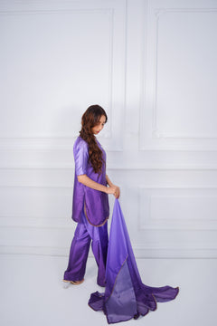 Royal Purple Embroidered Suit with Golden Detailing