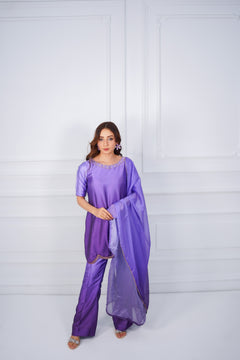 Royal Purple Embroidered Suit with Golden Detailing