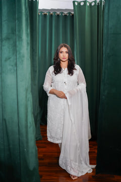 Khatoon White Embroidered Shirt Dupatta
