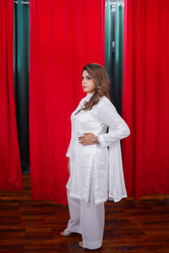 Aimin Elegance – White Embroidered 3-Piece Suit