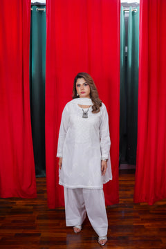 Aimin Elegance – White Embroidered 3-Piece Suit