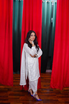 Aimin Elegance White Embroidered 3-Piece Suit