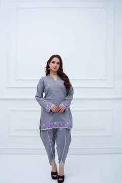 Khatoon Grey Embroidered Co-Ord Set