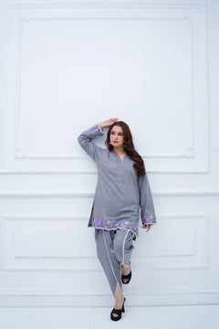 Khatoon Grey Embroidered Co-Ord Set