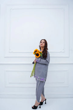 Khatoon Grey Embroidered Co-Ord Set