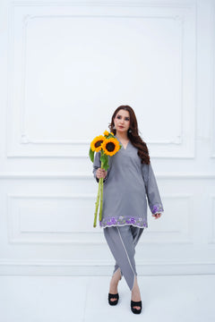 Khatoon Grey Embroidered Co-Ord Set